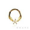 316L SURGICAL STEEL CZ STAR FIRE WING SEPTUM HINGED SEGMENT HOOP RING